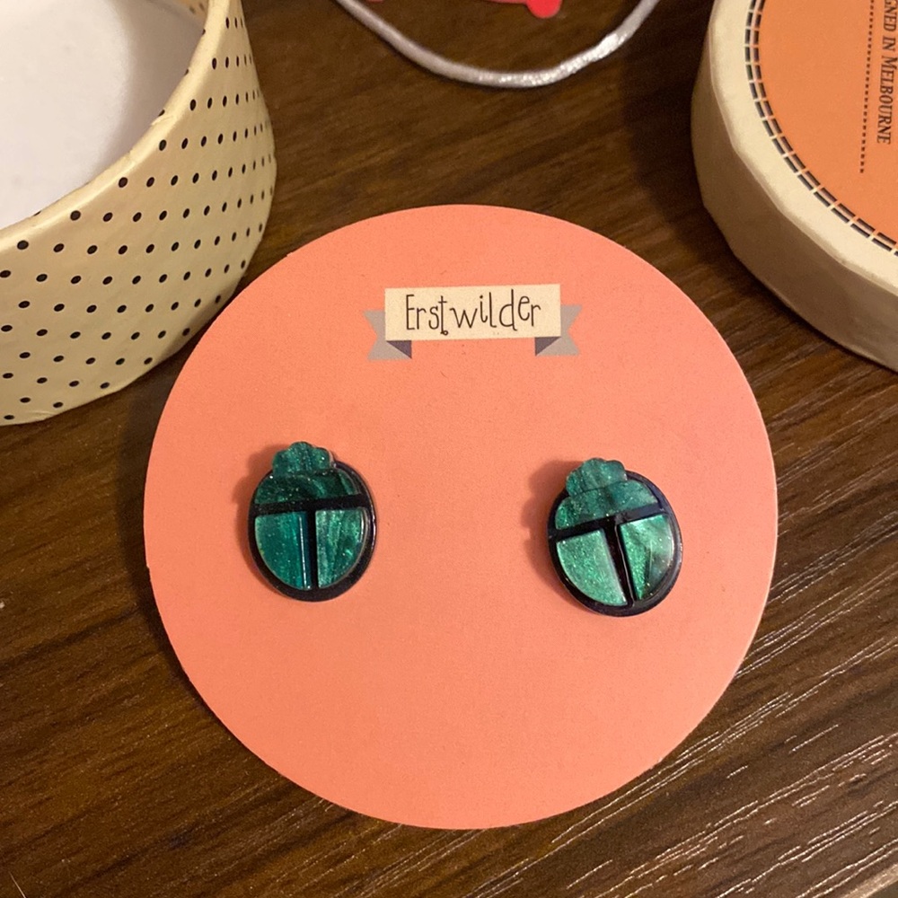 Erstwilder Ancient Egypt Revival Scarab Earrings